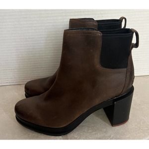 SOREL Blake Block Heel Waterproof Chelsea Boots Brown Chunky Heel Size 11